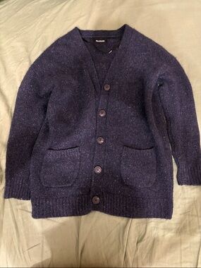 Dark Navy Button-Up Knit NAADAM XS Grandpa Cardigan